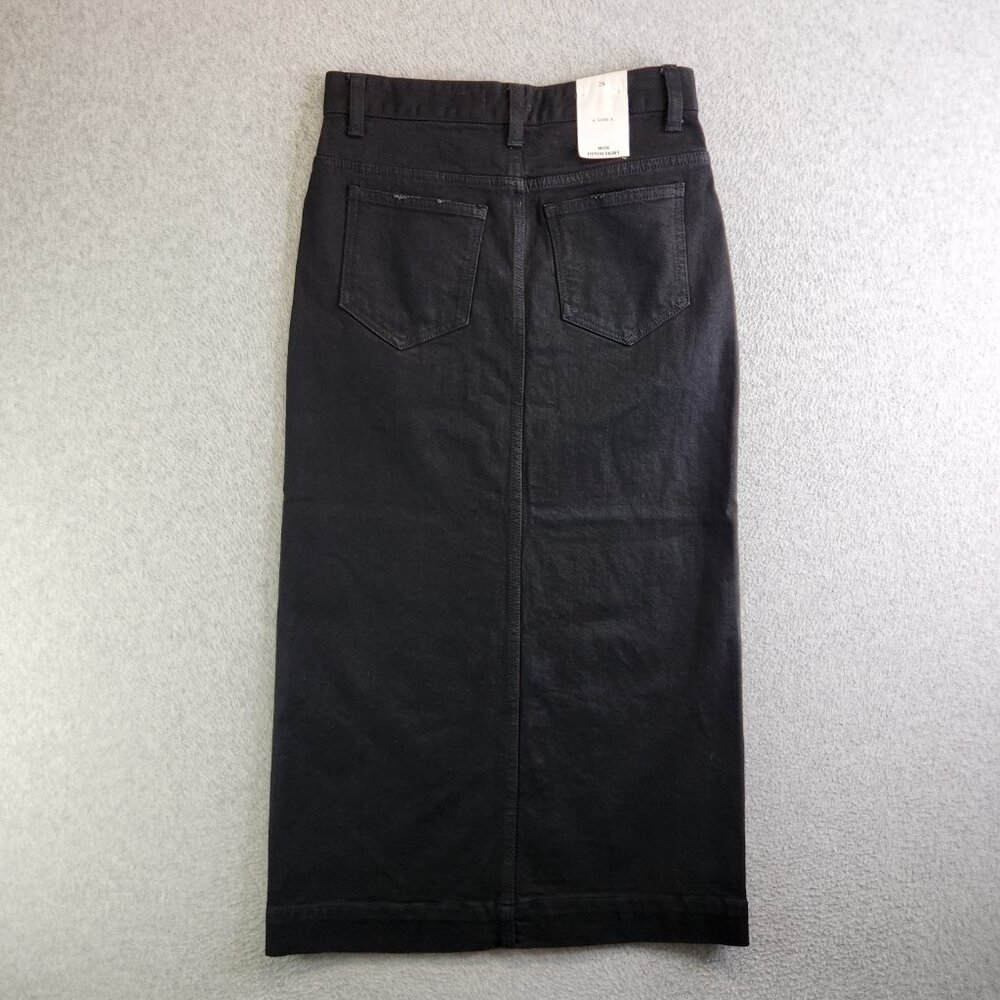A Loves A Skirt Womens 29 Black Denim Maxi Front Slit Modest Jean Long Cowgirl - Picture 5 of 16